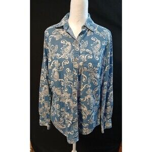 Kim Rogers Paisley Pattern Long Sleeve Button Down Blouse NWOT    Small